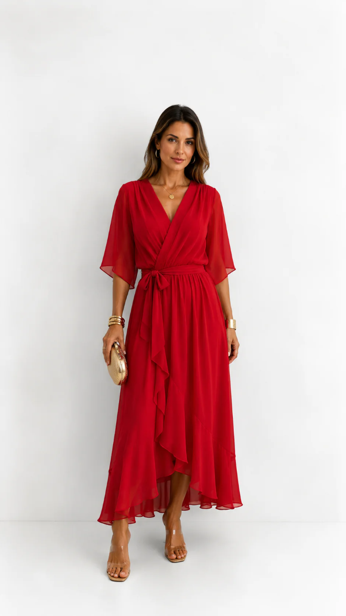 Léa — Vestido Maxi de Chiffon Floral