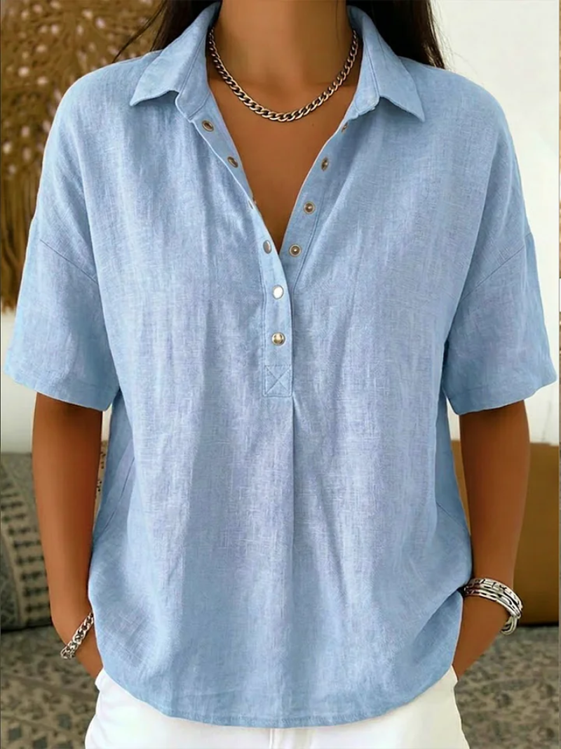 Blusa con Cuello — Elegancia con Detalle de Botón