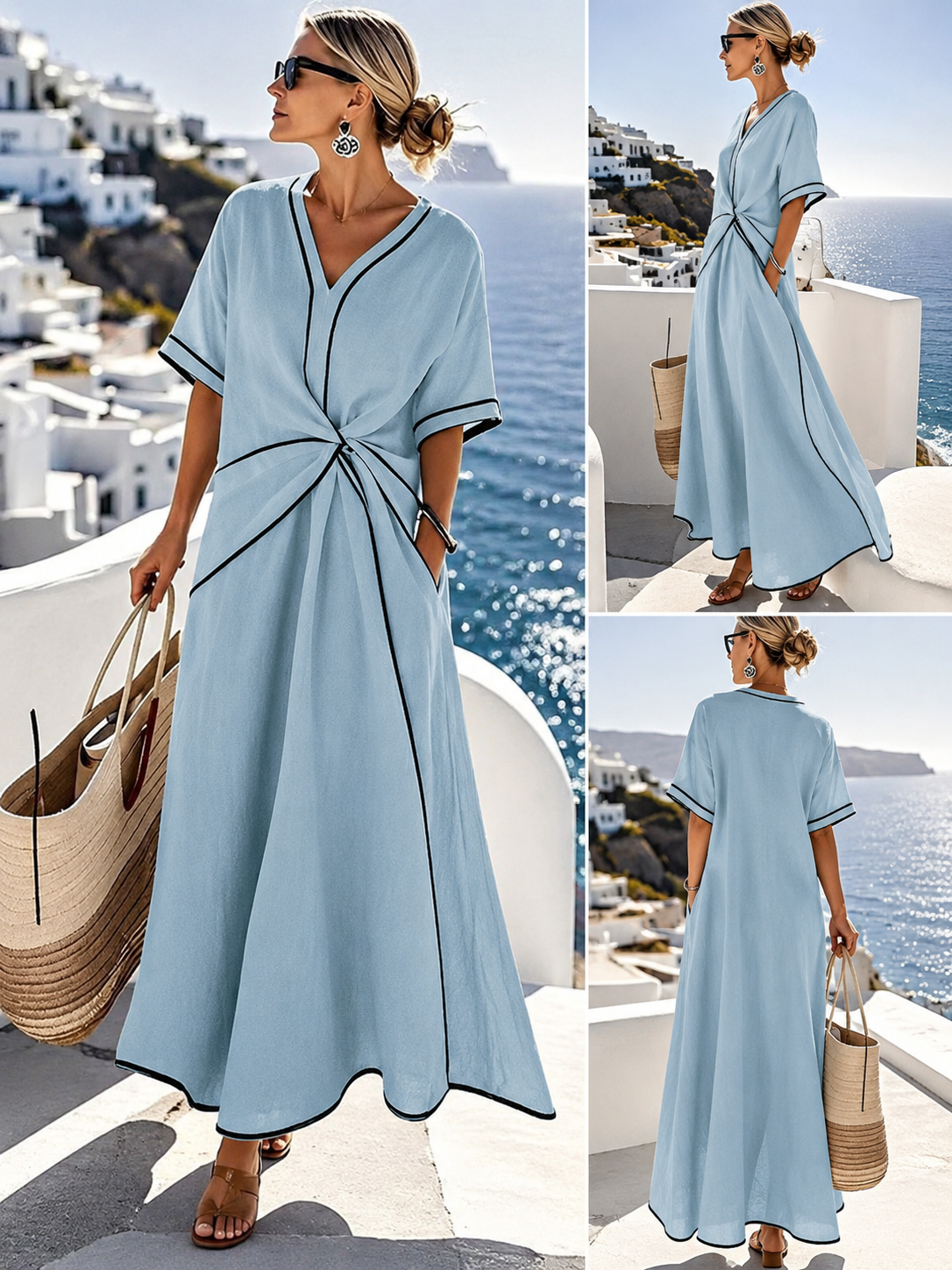 Linara — Vestido Maxí de Algodón a Rayas Suelto