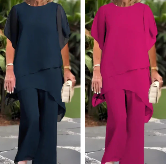 Marlowe — Conjunto de Top Asimétrico y Pantalones de Pierna Ancha
