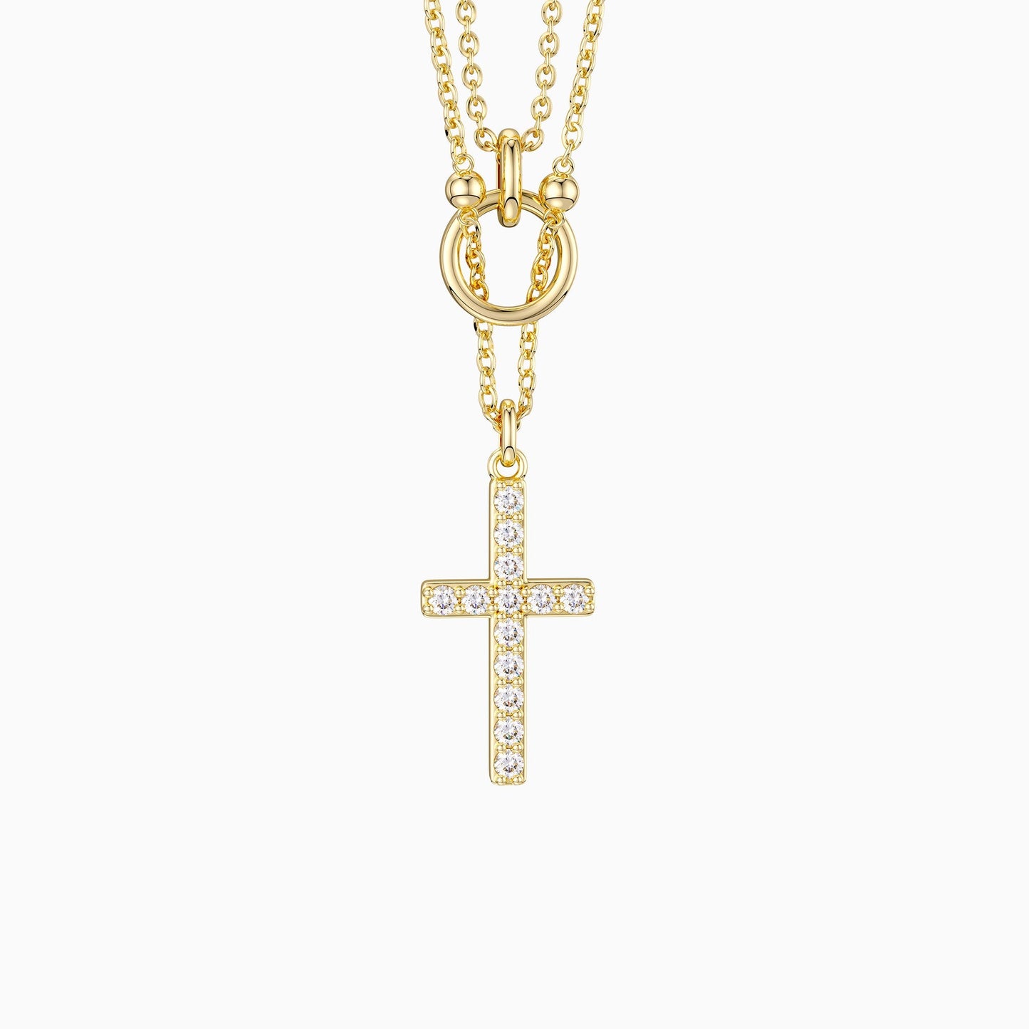 El Cruz Circular — Collar de Fe en Oro Baño