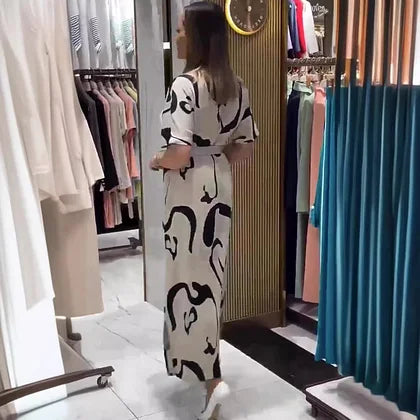 Hermoso vestido con cinturón - Elegante Vestido Cómodo
