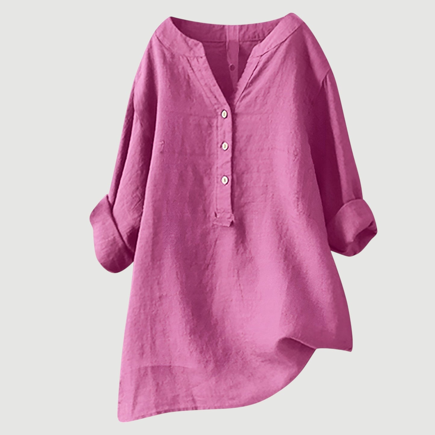 Blusa de lino holgada con botones de Velora