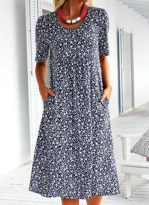 Vanny – Vestido Maxi con Bolsillos Florales