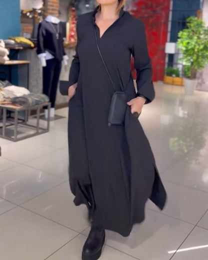 Vestido largo suelto con aberturas laterales - Casual vestido tipo shift