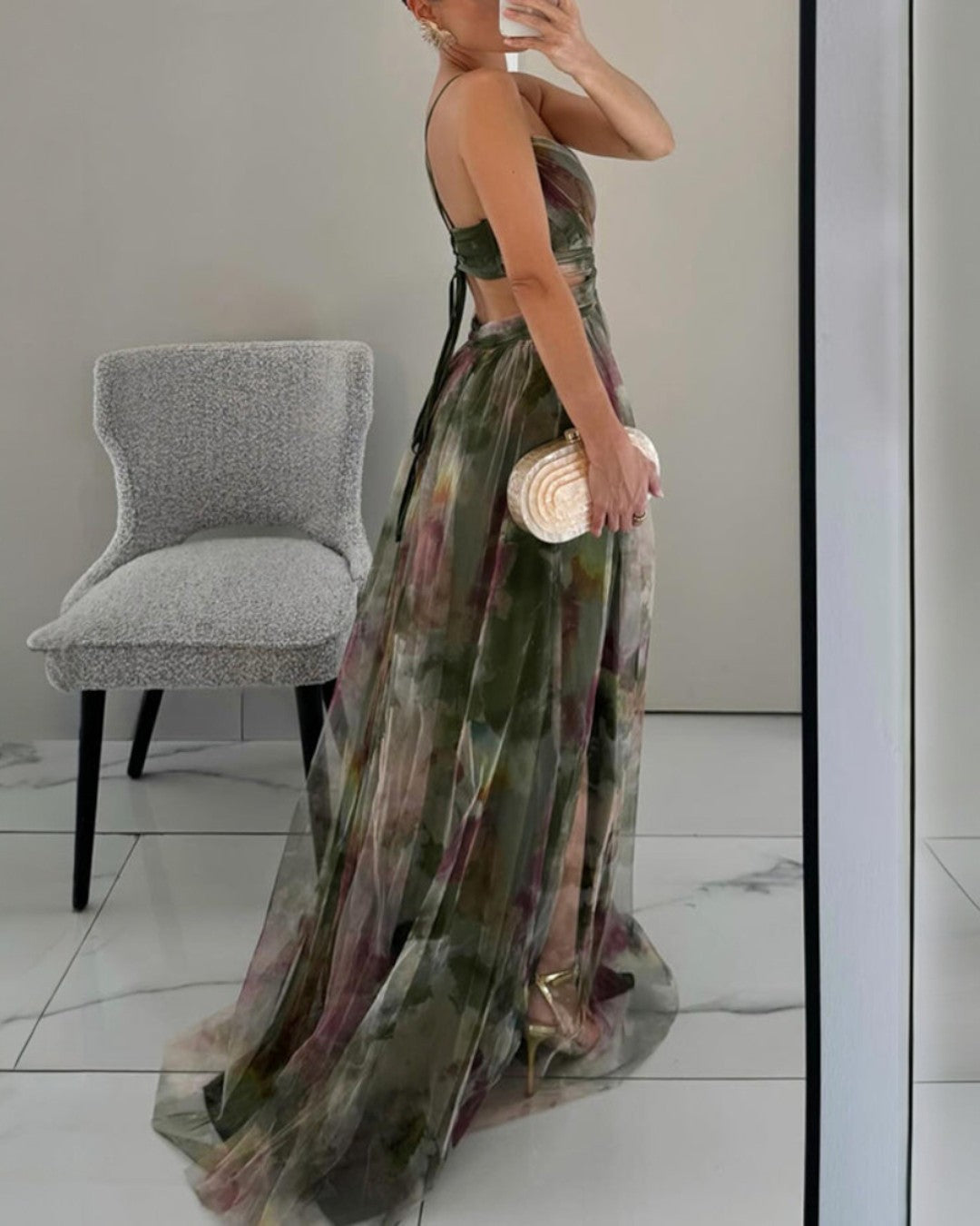 Elegancia Floral - Elegante Vestido Maxi