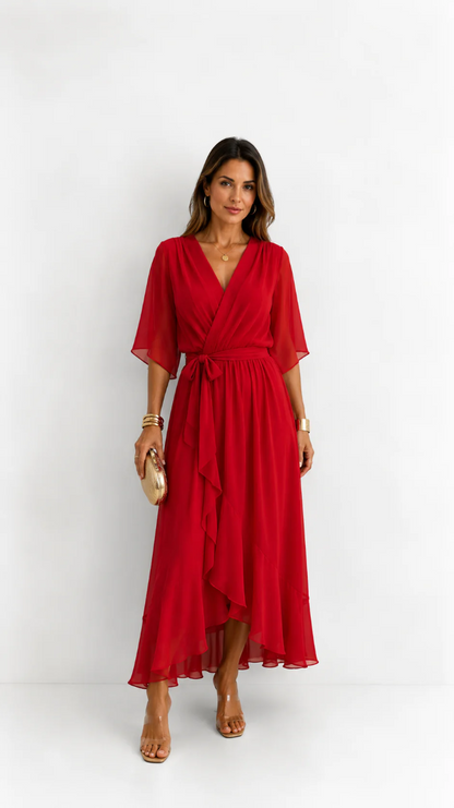 Léa — Vestido Maxi de Chiffon Floral