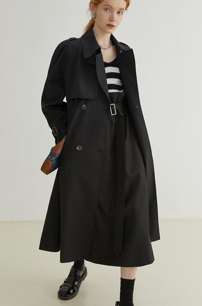 Abrigo Trench Melton - Elegante Doble Botonadura