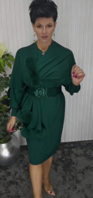 Vestido de Manga Larga de Acabado de Piel Noréa - Elegante Vestido