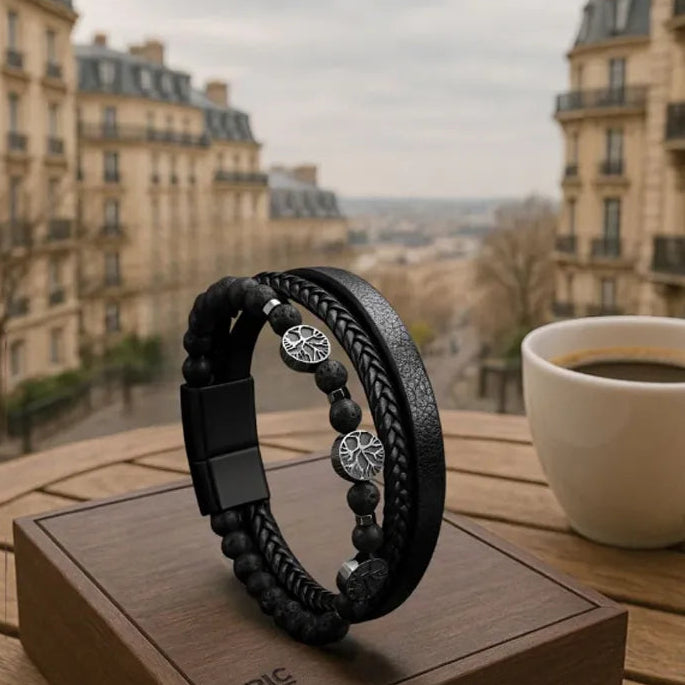 Pulsera Roots — Cuero Forjado de Inspiración Nórdica para el Hombre con Temple