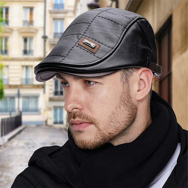 Maison — Gorra plana de cuero estilo newsboy