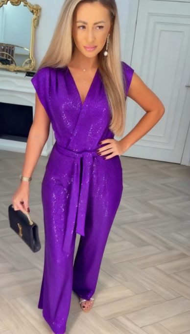Mono de un color con lentejuelas y lazo - Elegante
