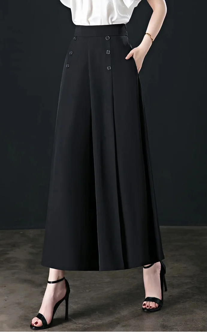 Hotishop - Pantalones plisados cómodos y elegantes con piernas anchas