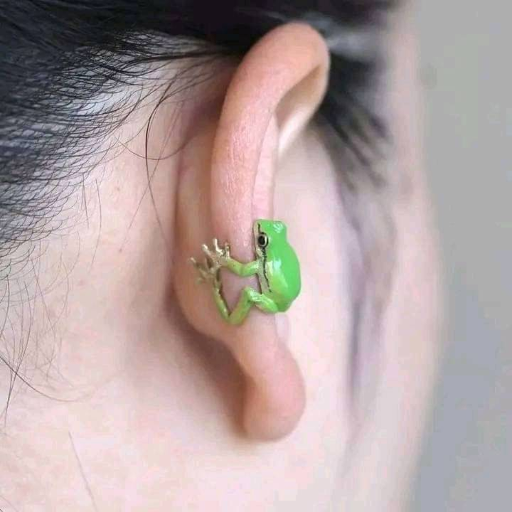 Conjunto de Joyas de Sapo — Anillo y Pendientes con Motivo Natural