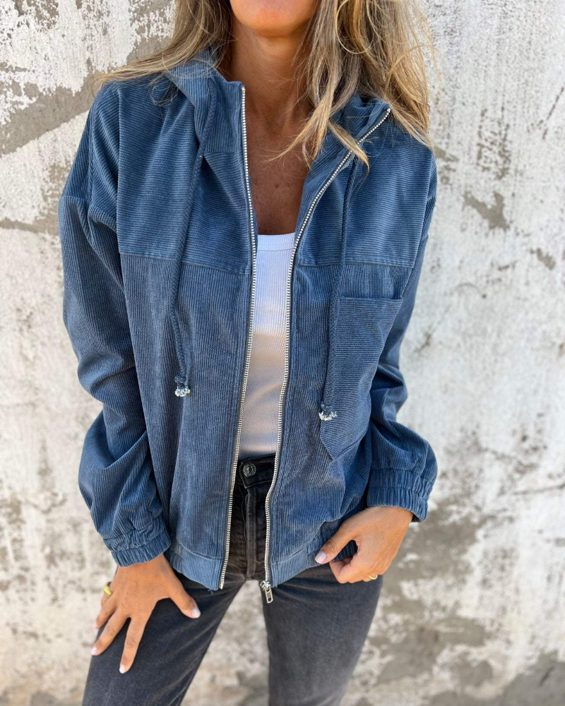 Ella - Suave Chaqueta con Capucha de Pana
