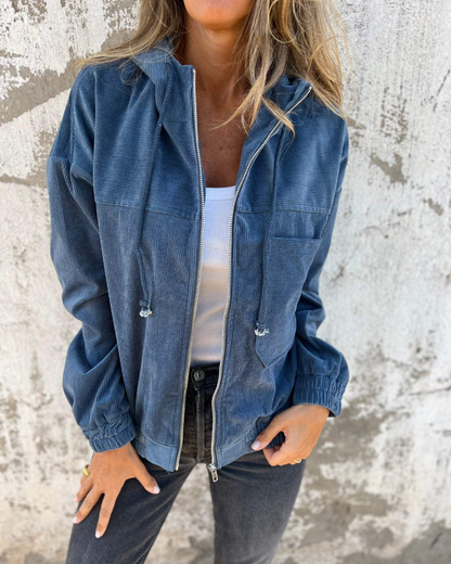 Ella - Suave Chaqueta con Capucha de Pana