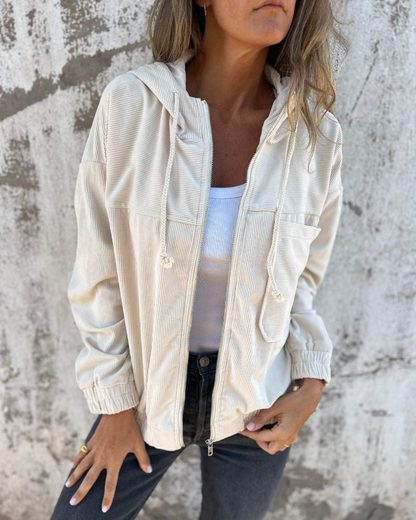 Ella - Suave Chaqueta con Capucha de Pana