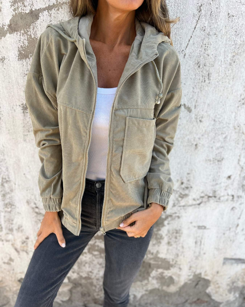 Ella - Suave Chaqueta con Capucha de Pana