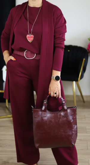 Conjunto Elegante de 3 Piezas - Cómodo Cárdigan Largo, Top y Pantalones