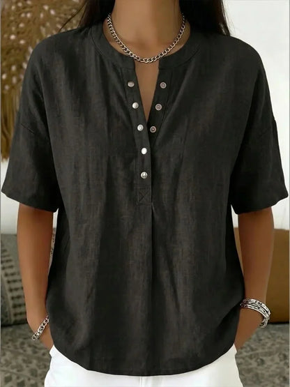 Saveline — Blusa de Manga Corta Sólida