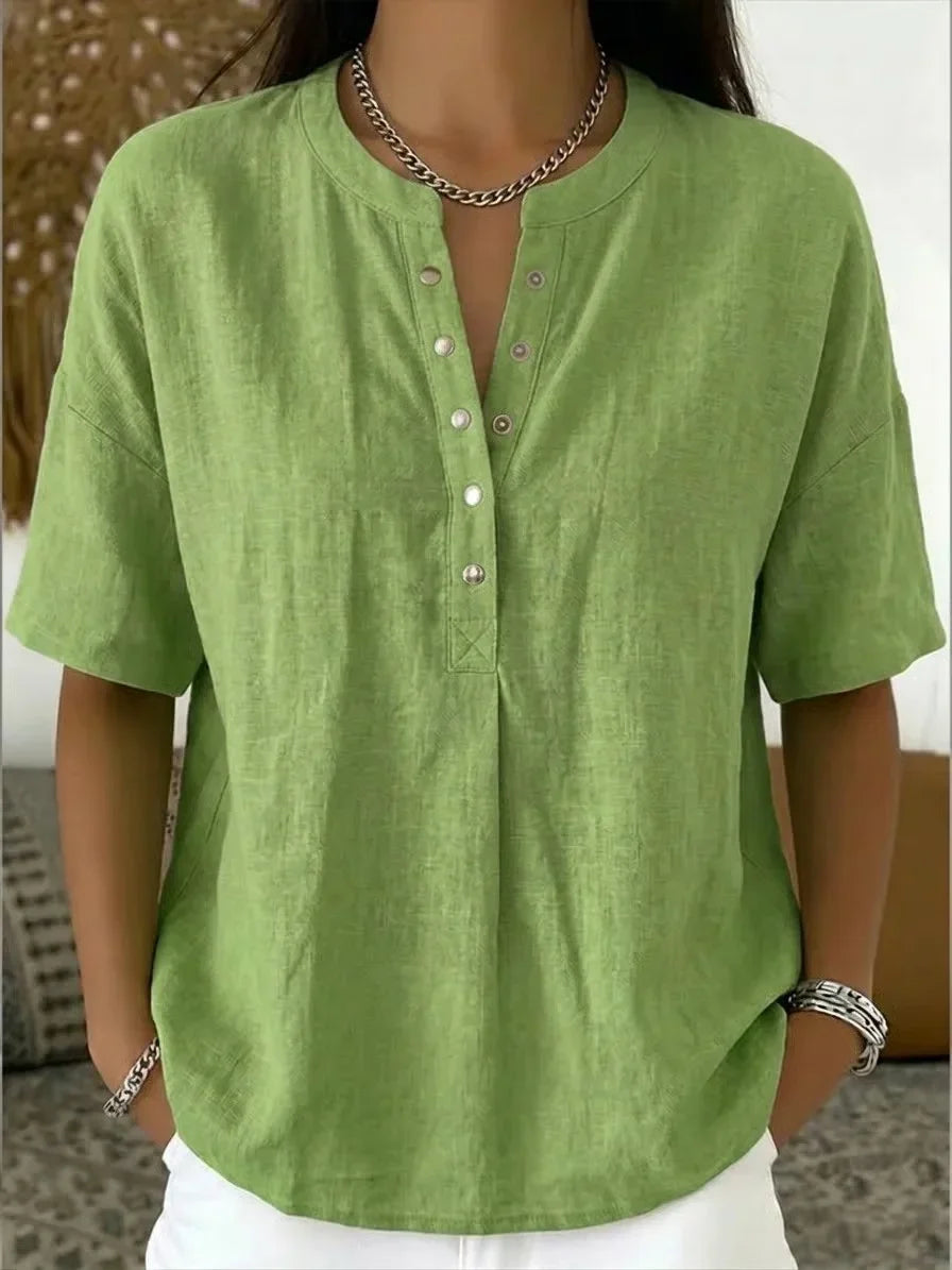 Saveline — Blusa de Manga Corta Sólida