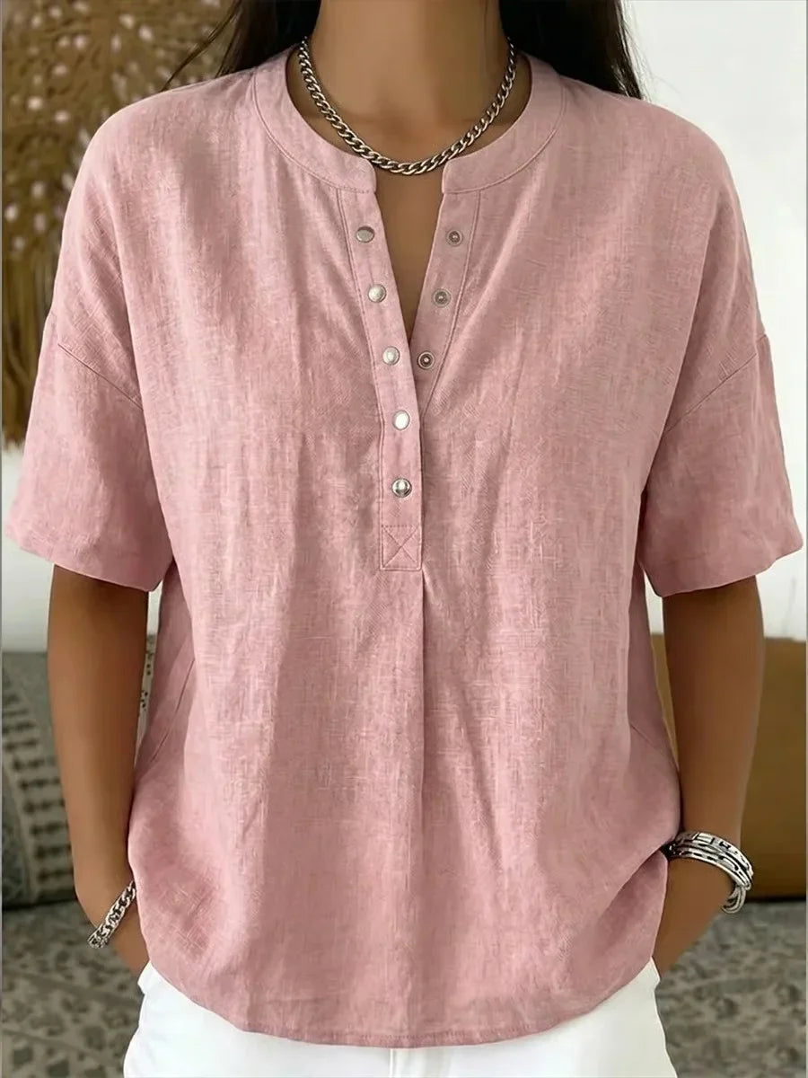 Saveline — Blusa de Manga Corta Sólida