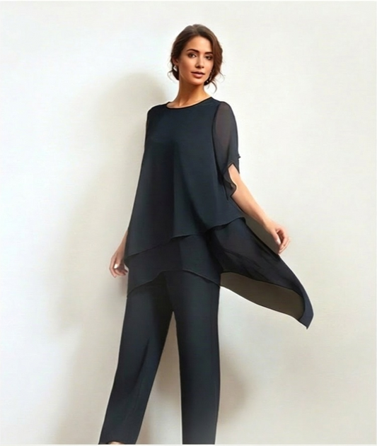 Marlowe — Conjunto de Top Asimétrico y Pantalones de Pierna Ancha