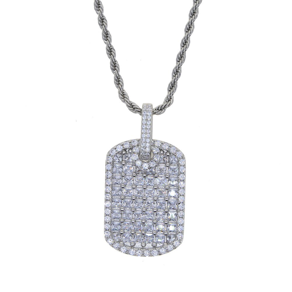 Placa de Perro de Diamante Dorado - Lujoso Colgante