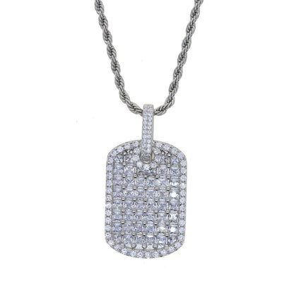 Placa de Perro de Diamante Dorado - Lujoso Colgante