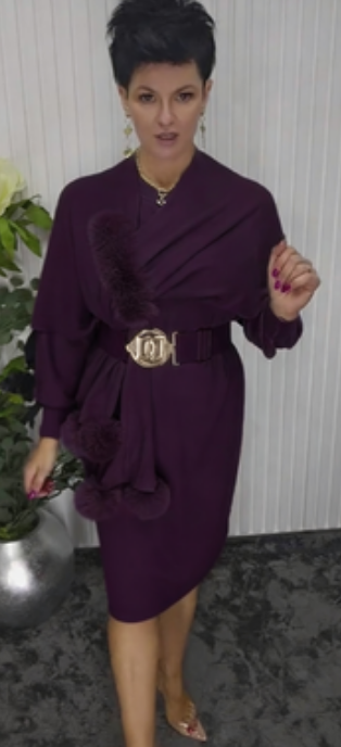 Vestido de Manga Larga de Acabado de Piel Noréa - Elegante Vestido
