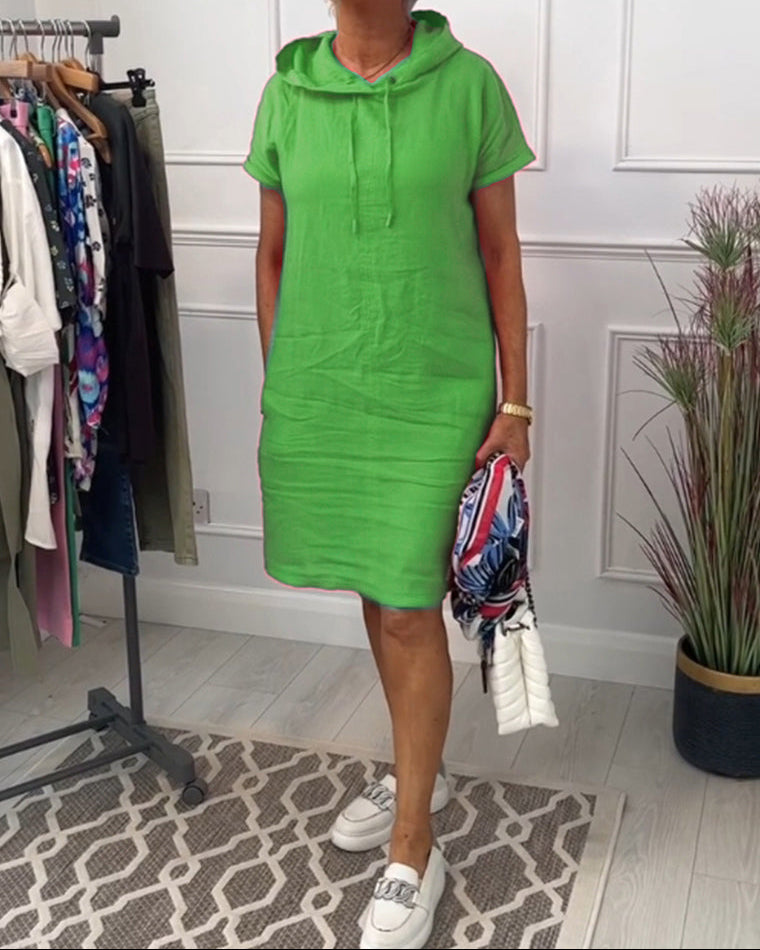 Aurève - Vestido Casual Corto con Capucha