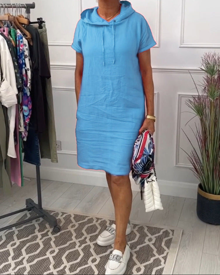 Aurève - Vestido Casual Corto con Capucha