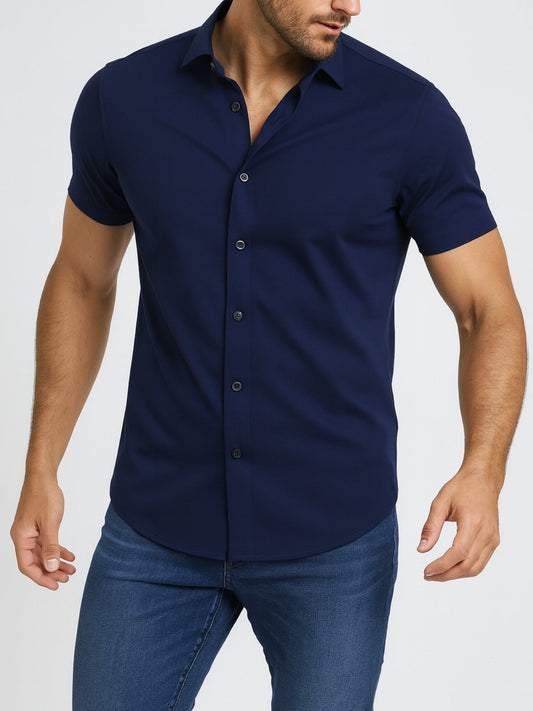 Camisa Sin Planchado con Estiramiento en 4 Direcciones – Botones Transparentes