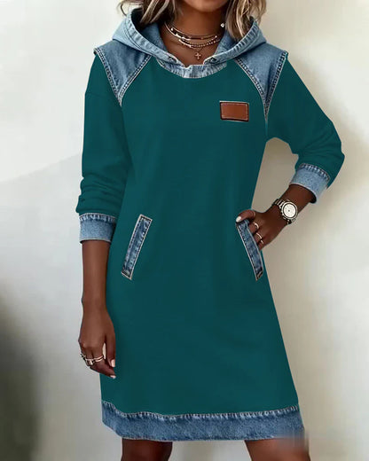 Nordveil - Vestido con Capucha de Largo a la Rodilla