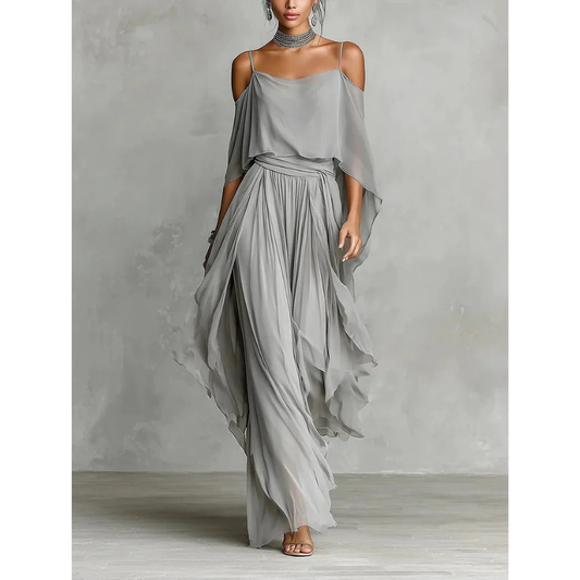 Isabela — Conjunto de Cami de Chiffon y Pantalones de Pierna Ancha