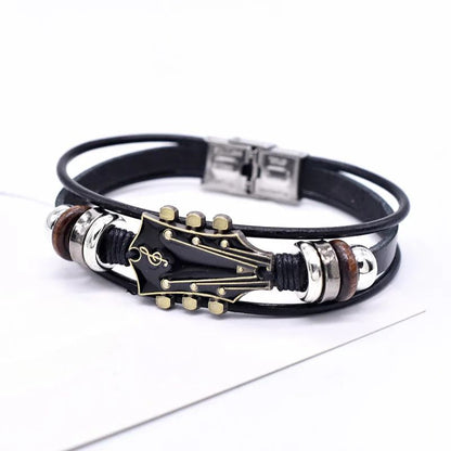 Pulsera de Cuero con Guitarra