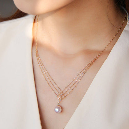 Collar de Encaje de Perlas Akoya en Oro