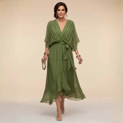 Monica - Elegante Vestido de Chiffon con Escote en V