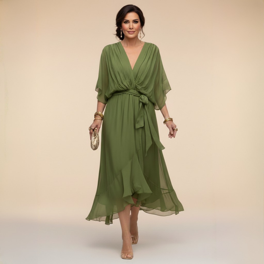 Monica - Elegante Vestido de Chiffon con Escote en V