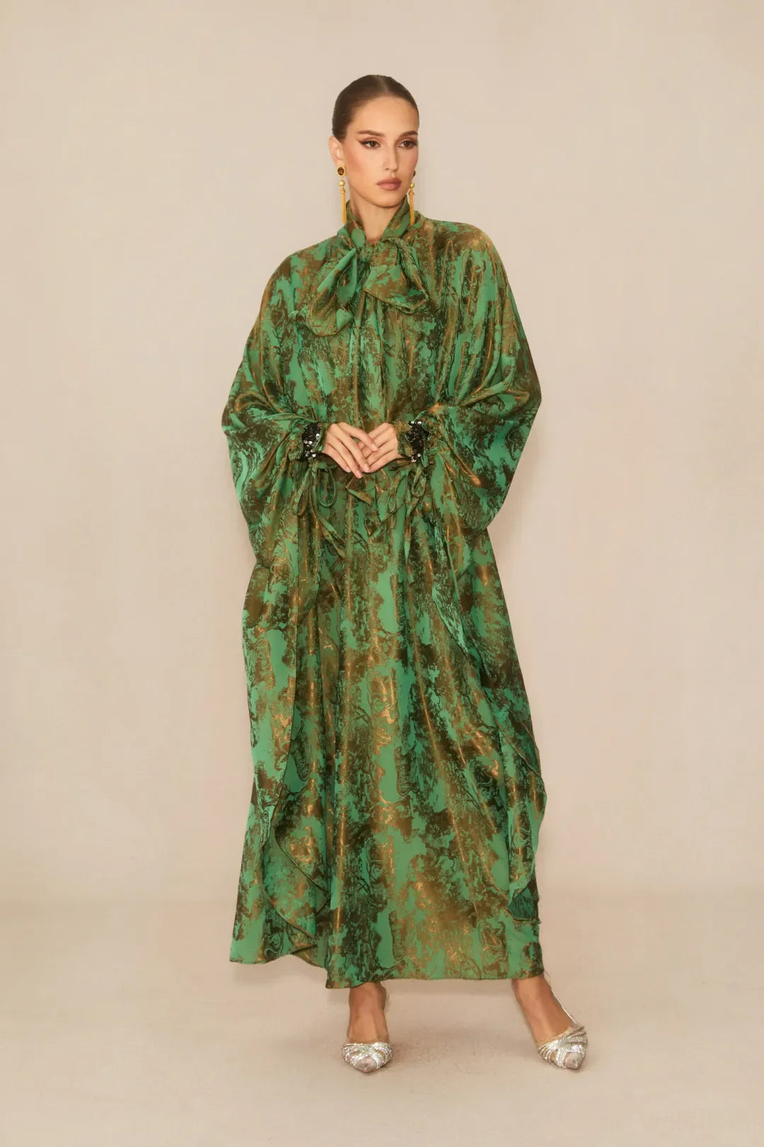 Veldra - Vestido Maxi Floral Verde Bosque