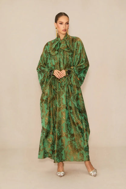 Veldra - Vestido Maxi Floral Verde Bosque