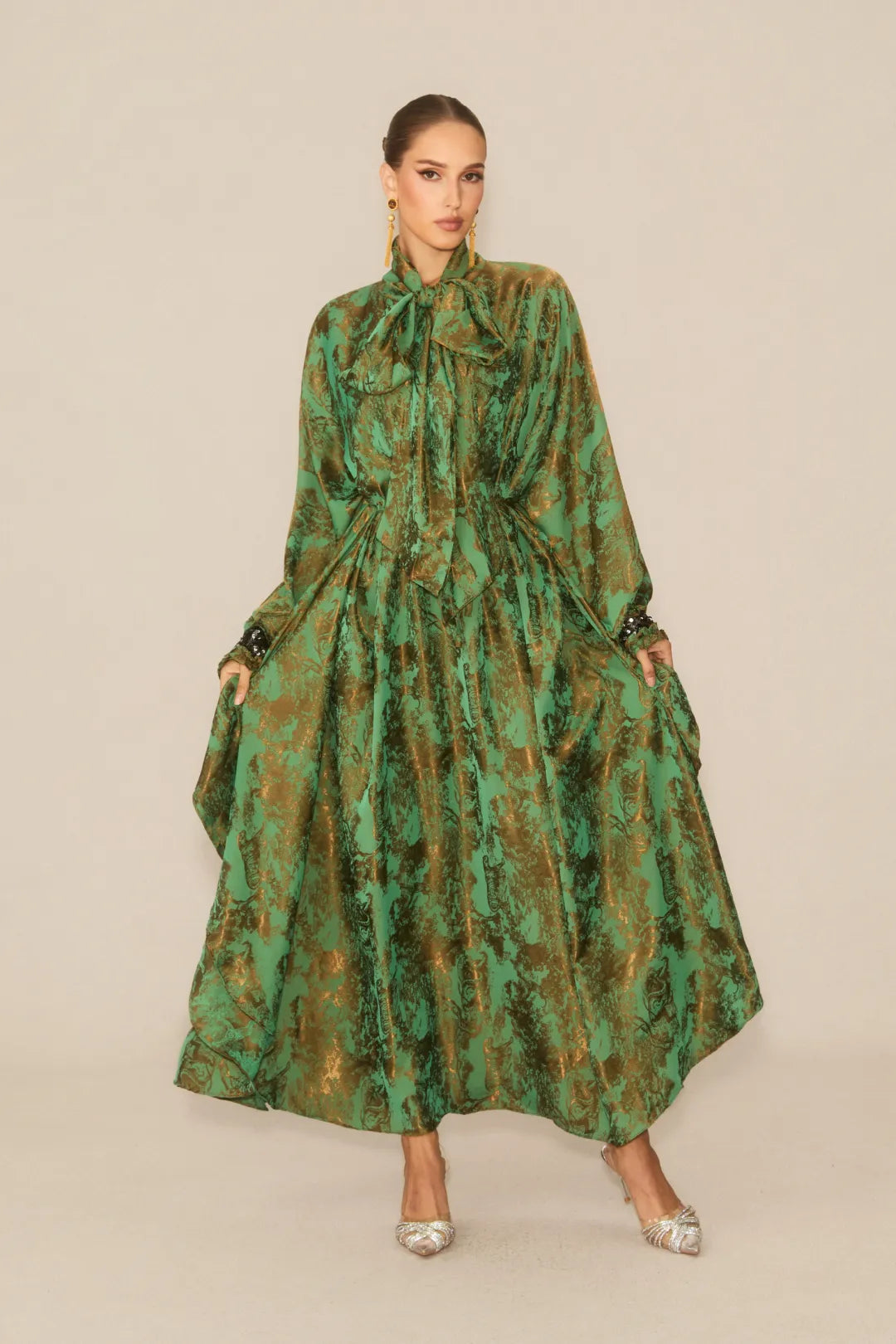 Veldra - Vestido Maxi Floral Verde Bosque