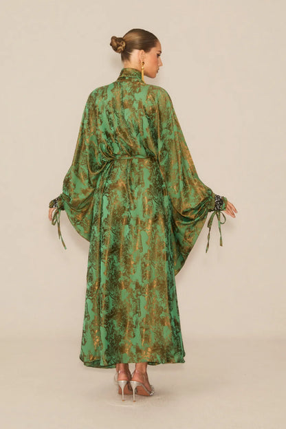 Veldra - Vestido Maxi Floral Verde Bosque