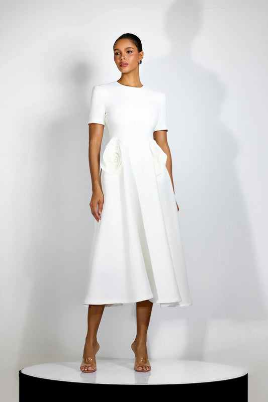 Velorie — Vestido Midi con Apliques Florales