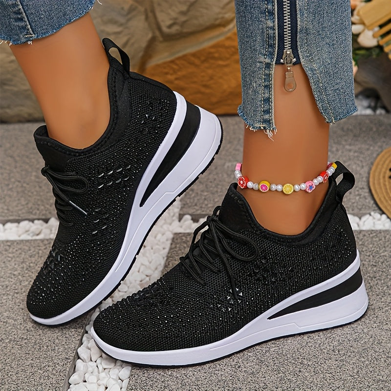 Zapatillas casuales - Transpirables para mujeres adornadas con cristales