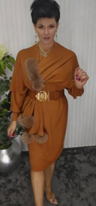 Vestido de Manga Larga de Acabado de Piel Noréa - Elegante Vestido