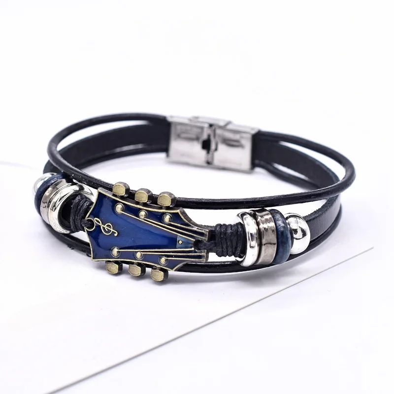 Pulsera de Cuero con Guitarra