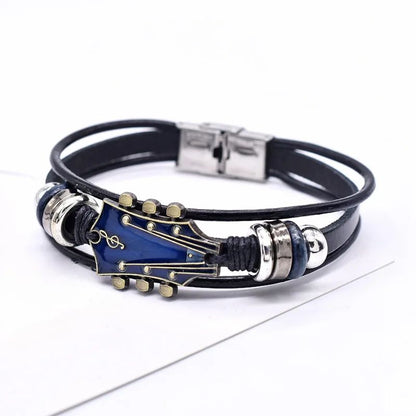 Pulsera de Cuero con Guitarra