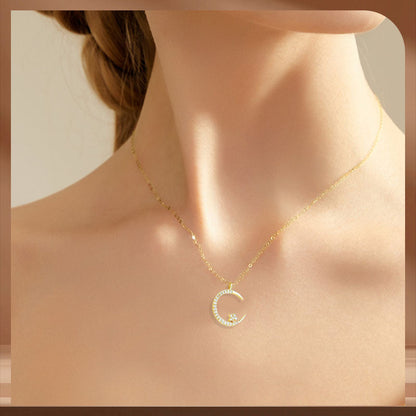 Collar Brillante de Luna y Estrella - Elegante Listo para Viajar Collar