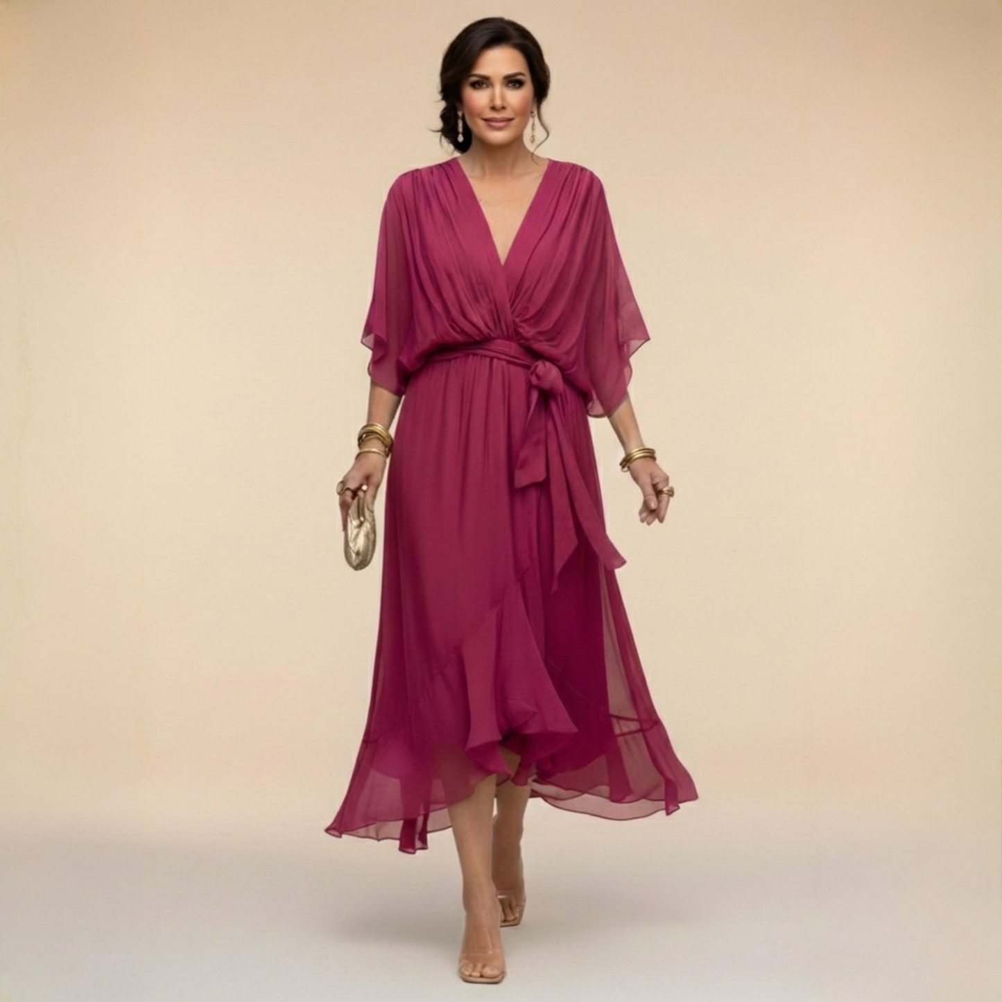 Monica - Elegante Vestido de Chiffon con Escote en V